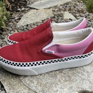 womens size 8 red & pink platform vans
